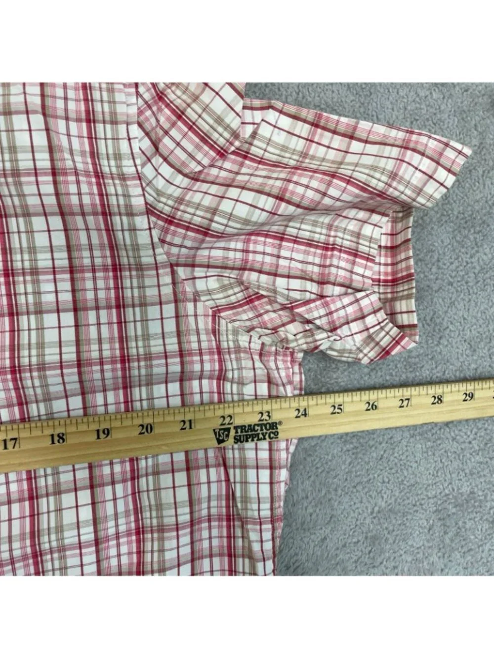 Banana Republic Men's 16 Slim Fit Short Sleeve Red Plaid Button-Down Shirt F1373